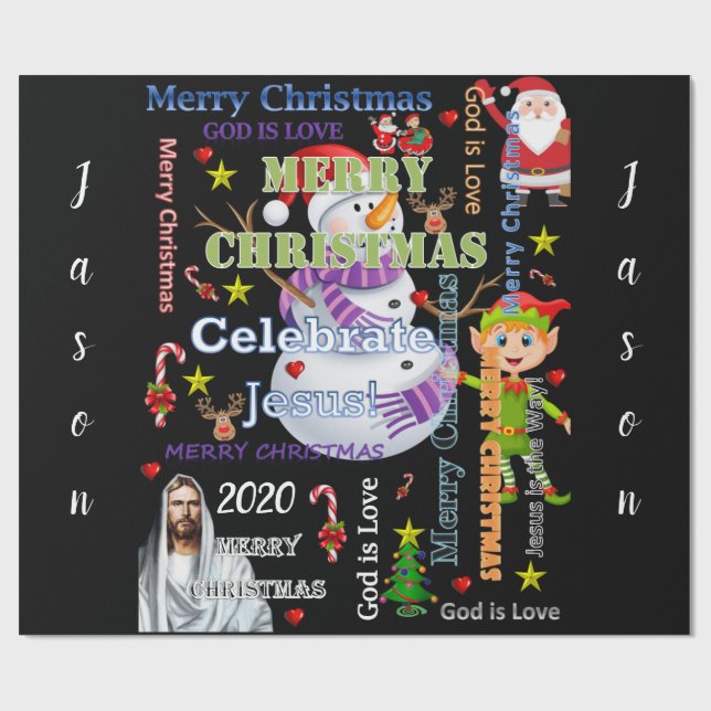 Weihnachtswrapping Papier Jesus Santa 2020 Geschenkpapier (Flach)