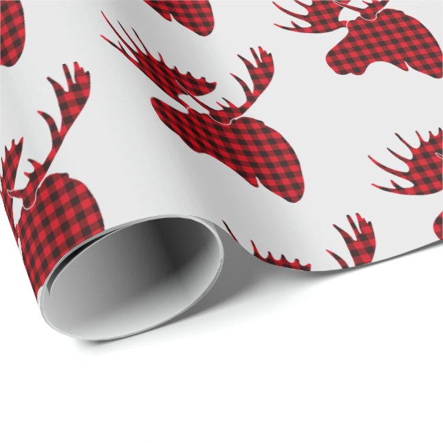 Weihnachtswrapping Papier Kariert Elch Geschenkpapier (Rolleneckpunkt)