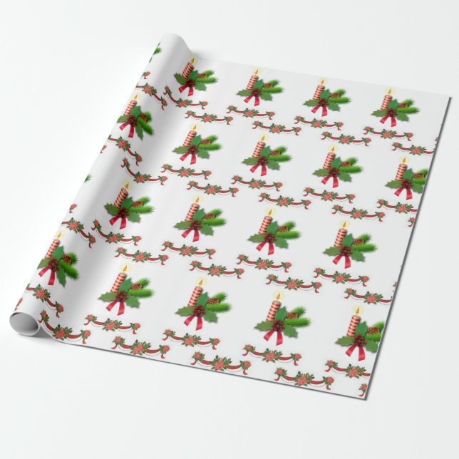 Weihnachtswrapping Papier Kerzen Geschenkpapier (Ungerollt)