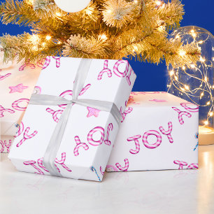 Weihnachtswrapping Papier Pink Candy Cane Joy Geschenkpapier