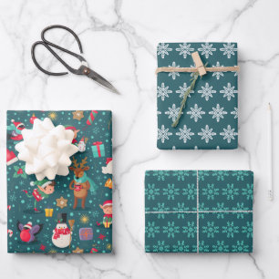 Weihnachtswrapping Papier Set von 3