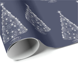 Weihnachtswrapping Papier Silver Tree Navy Geschenkpapier