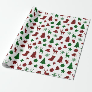 Weihnachtswrapping Papier Xmas Bäume Strumpf Karie Geschenkpapier