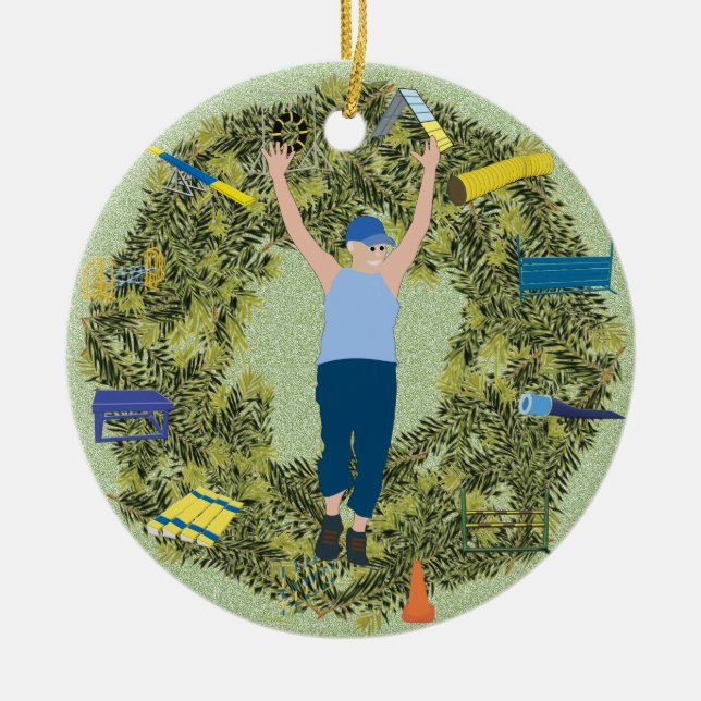 Weihnachtswreath-Agility-Lenker 2 Keramikornament (Vorne)