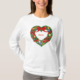 Weihnachtswreath-mit Monogramm Damen-Spitze T-Shirt