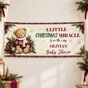 Weihnachtswunder-Teddybär Burgunderkariert Banner
