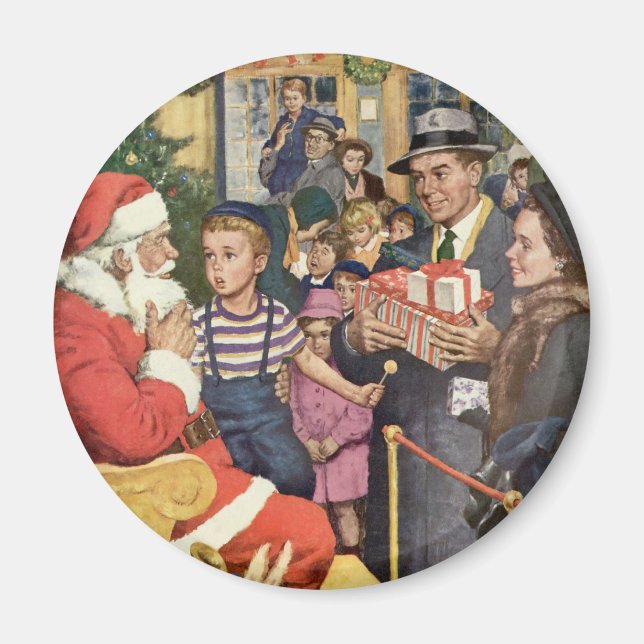 Weihnachtswunsch, Junge auf Weihnachtsmann Magnet (Vorne)