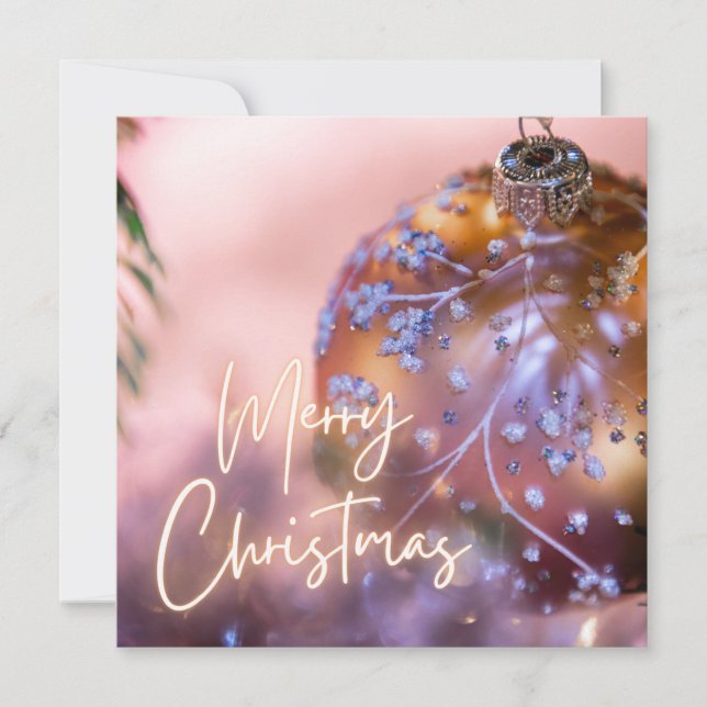 Weihnachtswünsche auf einem rosa Zierhintergrund # Feiertagskarte (Vorderseite)