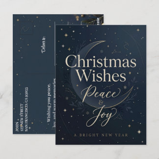 Weihnachtswünsche Feiertagsgruß Neujahr Blau Postkarte
