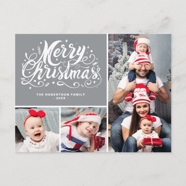 Weihnachtswünsche für Foto-Collage Postkarte (Vorderseite)