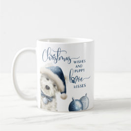 Weihnachtswünsche, Hund über Weihnachtsgeschenk, B Kaffeetasse