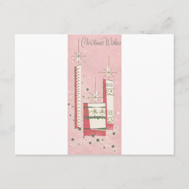 Weihnachtswünsche in Rosa Feiertagspostkarte (Vorderseite)