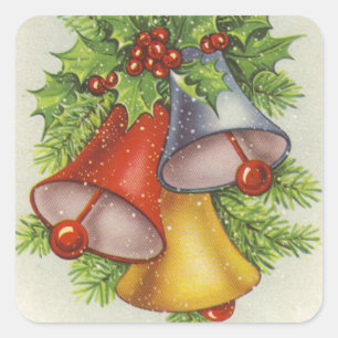 Weihnachtswünsche Jingle Bells Quadratischer Aufkleber