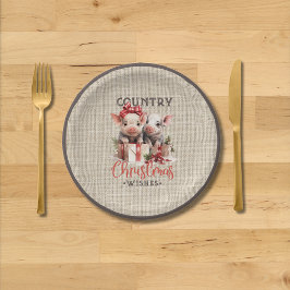 Weihnachtswünsche mit zwei Ferkeln Pappteller