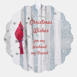 Weihnachtswünsche Roter Kardinal Ehemann Freund Ornament Karte