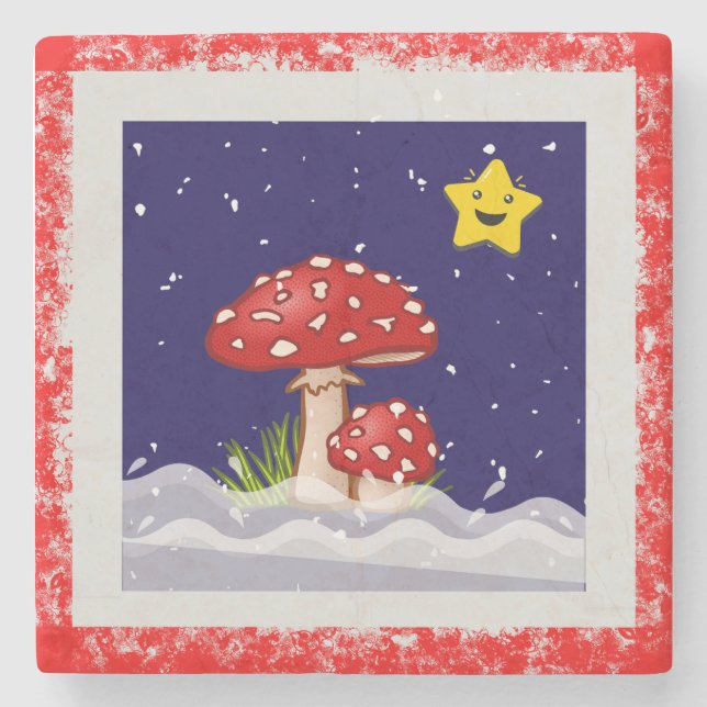 Weihnachtswünsche, Schneetage Steinuntersetzer (Vorderseite)