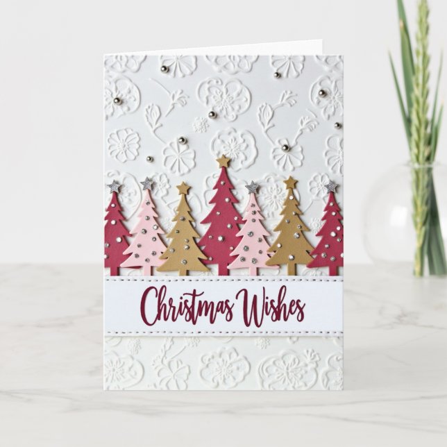 Weihnachtswünsche Textil-Grußkarte Karte (Vorderseite)