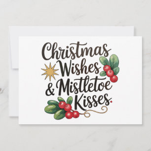 Weihnachtswünsche und Mistletoe Kisses Familie Wei Feiertagskarte