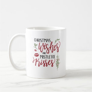 Weihnachtswünsche und Mistletoe Kisses Quote Kaffeetasse