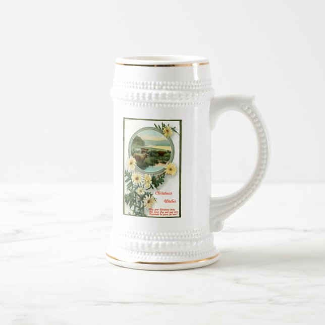 Weihnachtswünsche und Rinderszene Bierglas (Rechts)