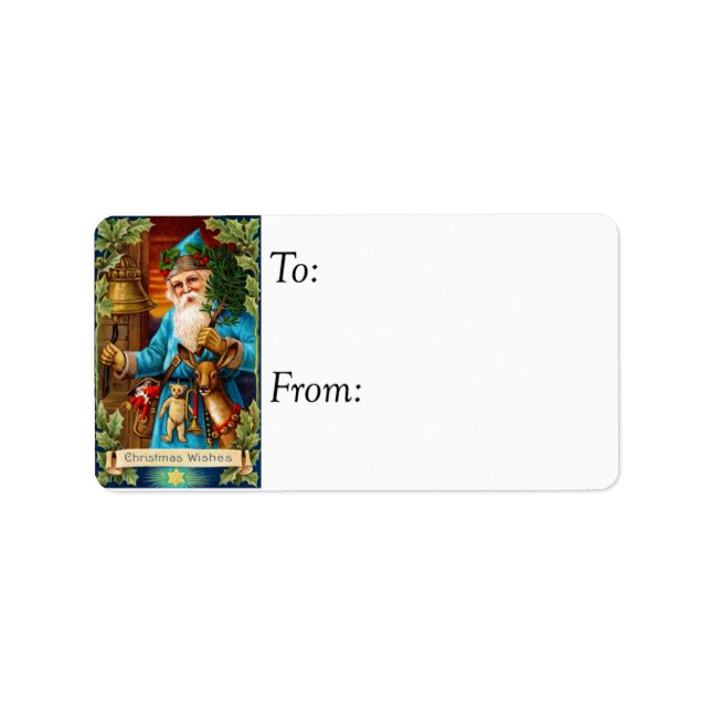 Weihnachtswünsche vom Vintagen Weihnachtsgeschenk Adressaufkleber (Vorne)