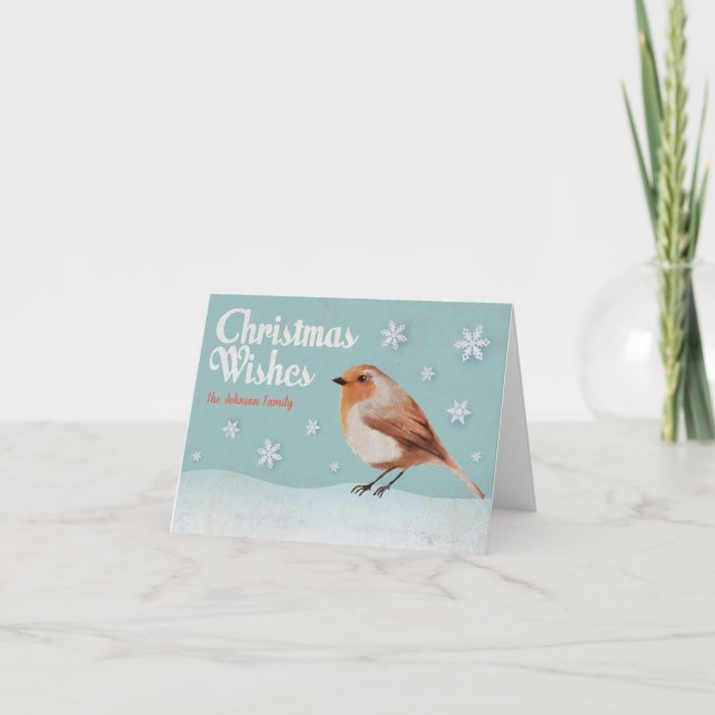 Weihnachtswünsche von Robin Feiertagskarte (Vorderseite)