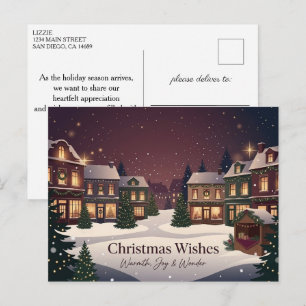 Weihnachtswünsche Winter rot Grüne Festtagsgrüße Postkarte