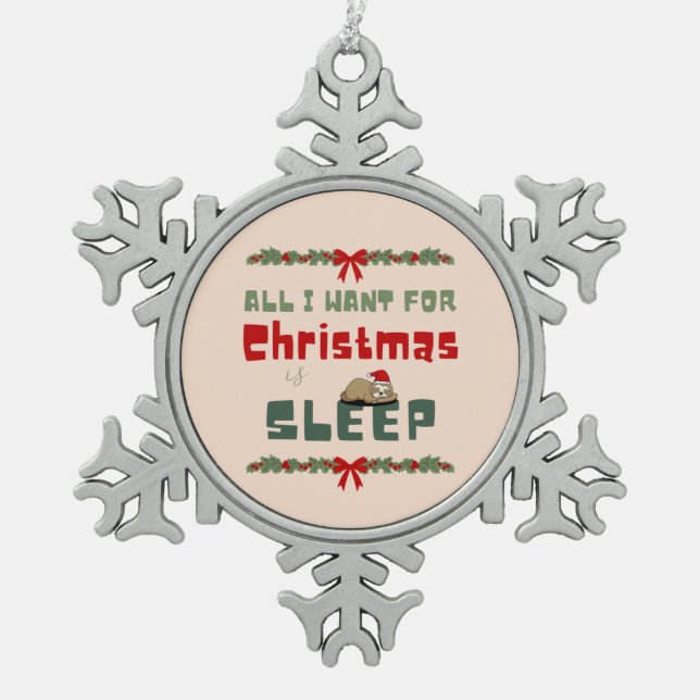 Weihnachtswünschen Schneeflocken Zinn-Ornament (Vorderseite)