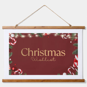 Weihnachtswunschliste Wandhänger Poster Festlich Wandteppich Mit Holzrahmen