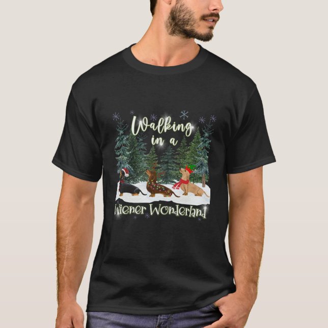 Weihnachtswurst Hund Weiner Designs Unisex Erwachs T-Shirt (Vorderseite)