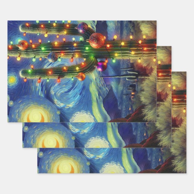 Weihnachtswüste Saguaro Cactus Decoupage Geschenkpapier Set (Set)
