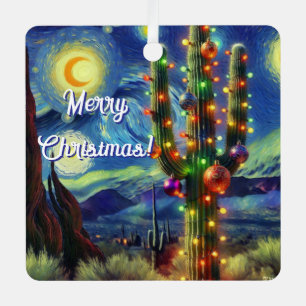 Weihnachtswüste Saguaro Cactus Holiday Card Ornament Aus Metall