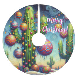 Weihnachtswüste Südwesten Saguaro Kaktus Saison Polyester Weihnachtsbaumdecke