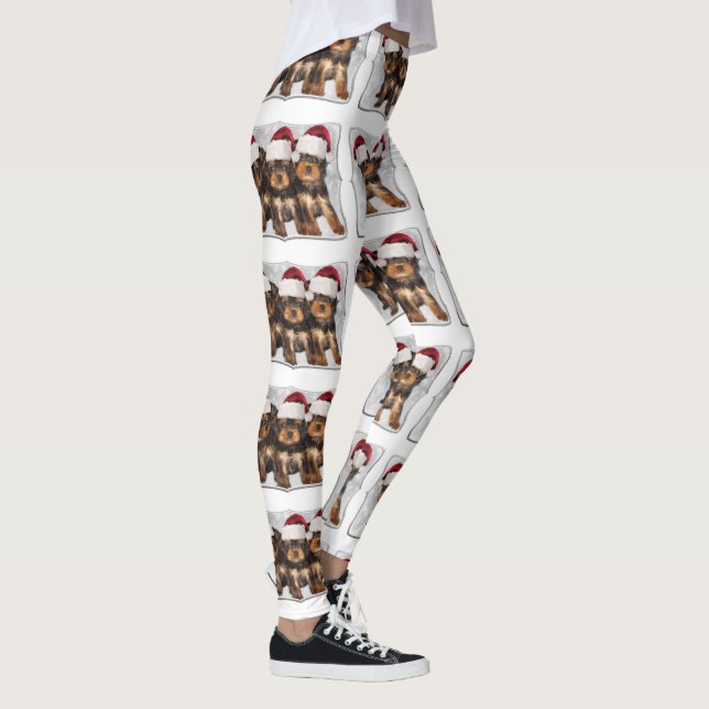 Weihnachtsyorkshire-Terriermodekunst-Leggings Leggings (Rechts)