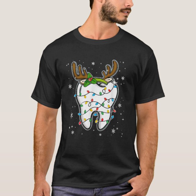 Weihnachtszahnarzt Zahnzahn Light Xmas T-Shirt (Vorderseite)