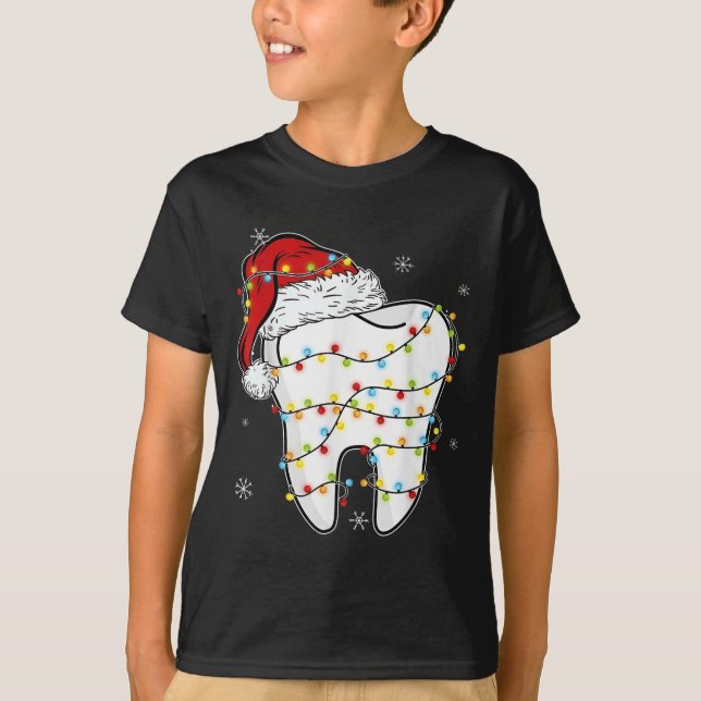 Weihnachtszähne Dentist Xmas Lights Weihnachtsmann T-Shirt (Vorderseite)