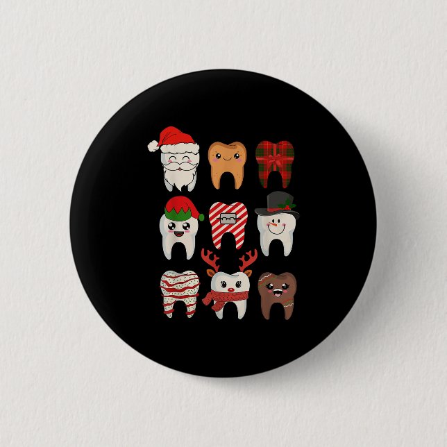 Weihnachtszähne Dentist Xmas Rentier Santa Squad Button (Vorderseite)