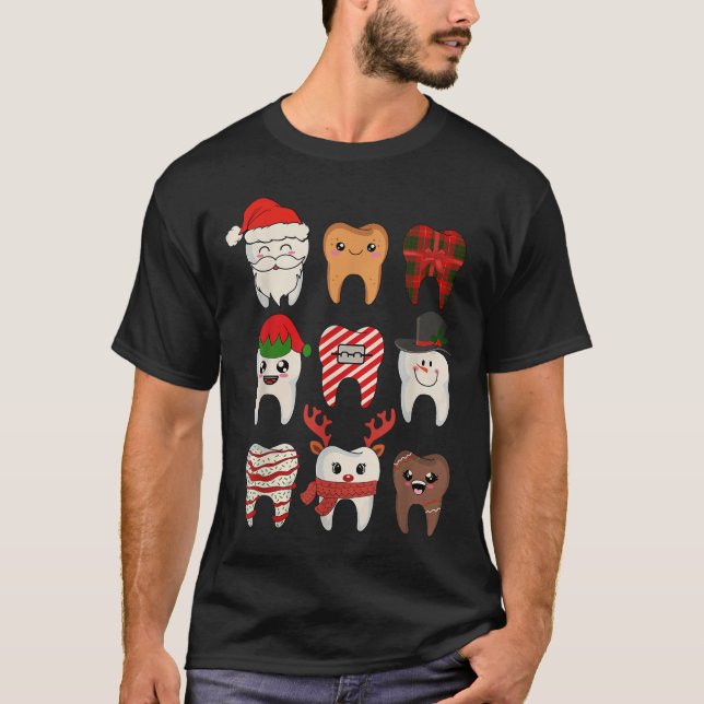 Weihnachtszähne Dentist Xmas Rentier Santa Squad T-Shirt (Vorderseite)