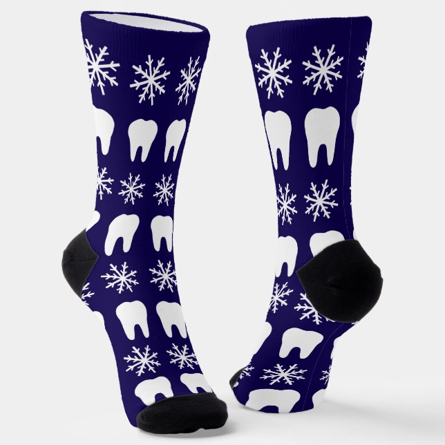 Weihnachtszähne und Schneeflocken Socken (Gewinkelt)