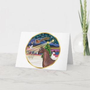 Weihnachtszauber - Brauner Araberhengst Feiertagskarte