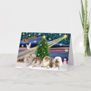 Weihnachtszauber Chow Chows (vier) Feiertagskarte
