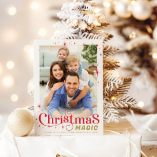 WEIHNACHTSZAUBER-FOTO festliche süße Typografie ro Feiertagskarte