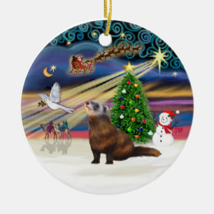 Weihnachtszauber - Frettchen 1 Keramikornament