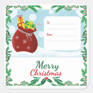 Weihnachtszauber-Geschenklabel – Mit Liebe von San Quadratischer Aufkleber