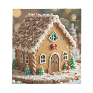 Weihnachtszauber in einem Zuckerhäuschen Notizblock