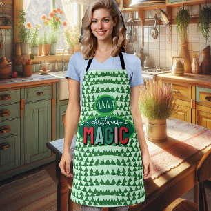 Weihnachtszauber Kalligrafie Grüne Kiefern Funky Schürze