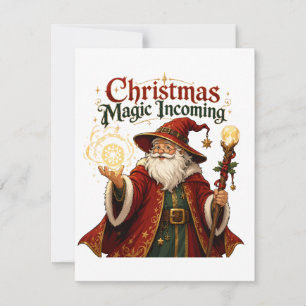 Weihnachtszauber kommt Zauberer Weihnachtsmann Mitteilungskarte