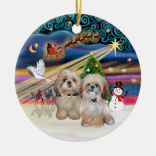 Weihnachtszauber - Shih Tzu (TWO - P+Y) Keramik Ornament
