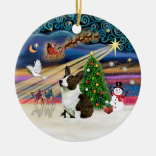 Weihnachtszauber - Welsh Corgi (Cardigan) Keramikornament