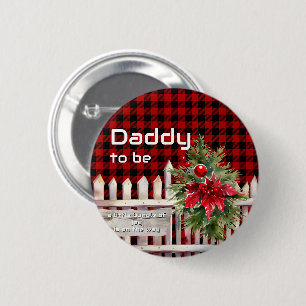 Weihnachtszaun Buffalo Plaid werdender Papa Button